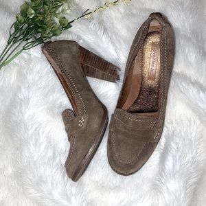 Calvin Klein suede heel penny loafers